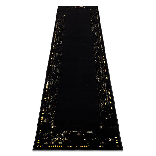 RUGSX Tapis, le tapis de couloir GLOSS moderne 408C 86 Cadre élégant, glamour, art deco noir or 70x200 cm