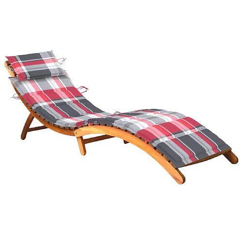 Maison Chic Chaise longue de jardin avec coussin | Bain de soleil Relax | Transat Bois d'acacia solide -GKD70492