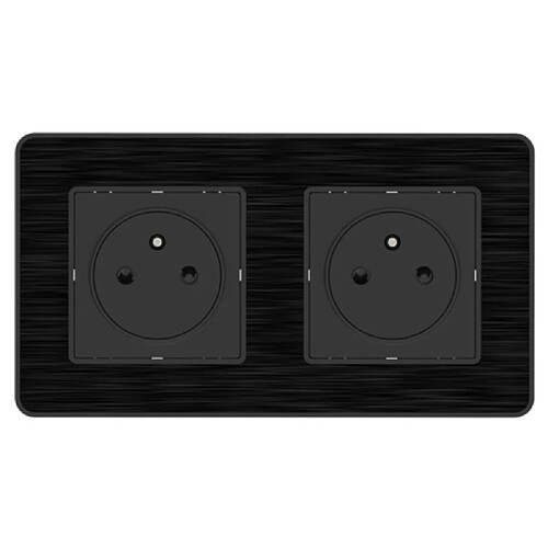 Prise 2x16A 2P+T Easy Eject en métal noir brossé - Kouro - Zenitech