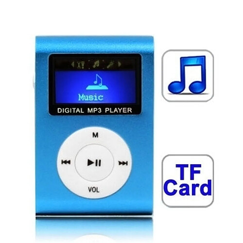 Wewoo Lecteur MP3 bleu bébé de carte TF Micro SD MP3 avec écran LCD, clip en métal