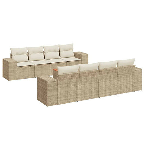 Maison Chic Salon de jardin avec coussins 9 pcs | Ensemble de Table et chaises | Mobilier d'Extérieur beige résine tressée -GKD39790