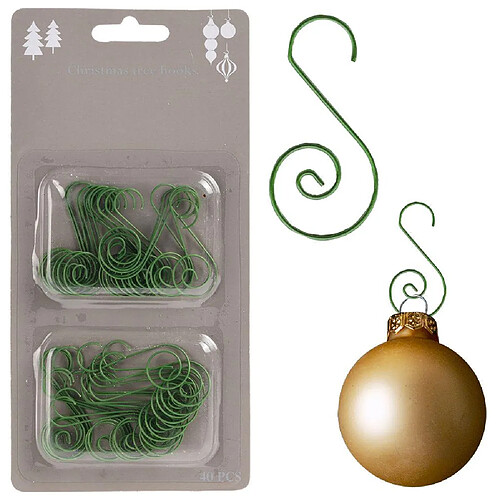 Crochets verts en métal pour suspendre des boules, lot de 40 pcs.