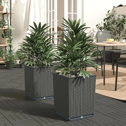 vidaXL Jardinières 2 pcs noir 30x30x37 cm polypropylène