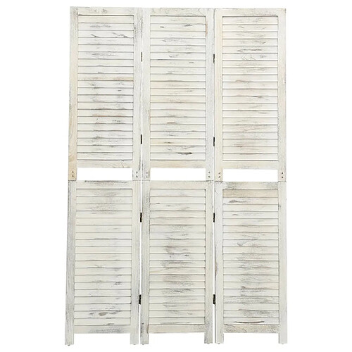 vidaXL Cloison de séparation 3 panneaux Blanc antique 105x165 cm Bois