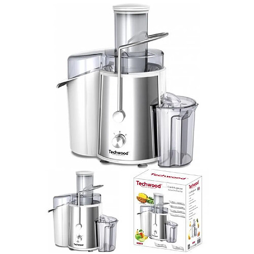 Techwood Centrifugeuse Extracteur de jus INOX 800W Filtre INOX 2 vitesses pulpe 1,5 litre jus amovible 0,75 litre