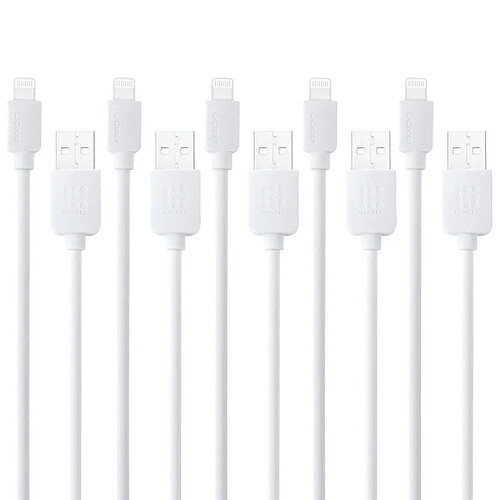 Wewoo Câble blanc pour iPhone X / 8 & 8 Plus / 7 & 7 Plus / 6 & 6s & 6 Plus & 6s Plus / iPad 5 PCS 1 m haute vitesse Lightning à USB Sync et Kit de de charge,