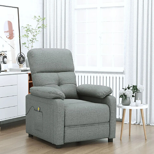 vidaXL Fauteuil de massage Gris foncé Tissu