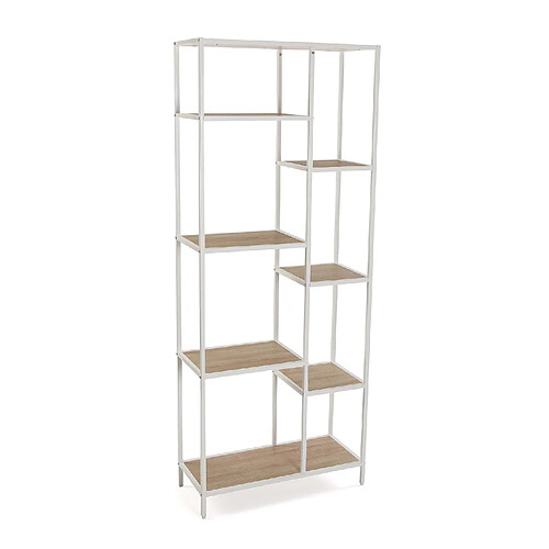 Versa Étagère murale de style industriel, Bibliothèque Cedric 70x30x178cm,Bois et métal, Blanc et marron