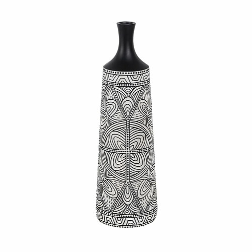 BigBuy Home Vase Blanc Noir Polyrésine 19 x 19 x 64 cm