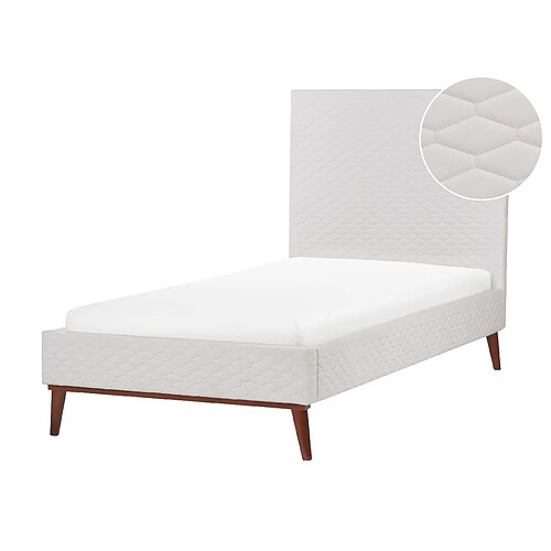 Beliani Lit simple en velours blanc cassé 90 x 200 cm BAYONNE