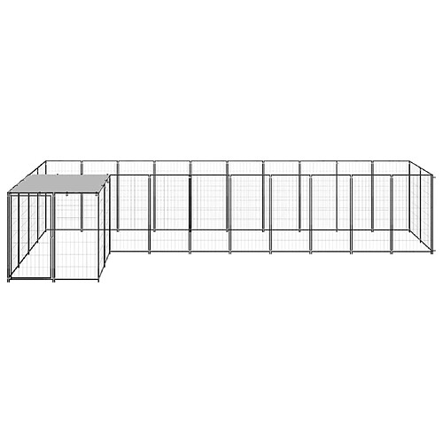 Helloshop26 Chenil extérieur cage enclos parc animaux chien 7,26 m² acier noir 02_0000553