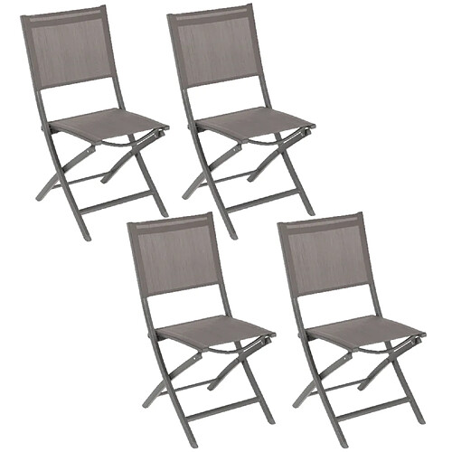 Toilinux Lot de 4 Chaises de jardin pliantes Essentia - Gris wengé et marron tonka