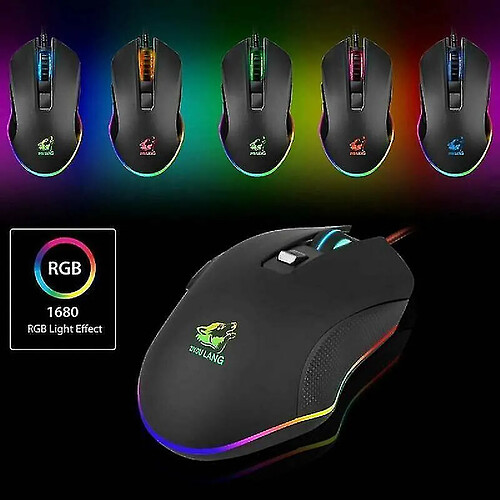 Universal Gaming souris souris 3200dpi USB OPTIC OPTICAL RVB Backlit Light Wired PC ordinateur portable