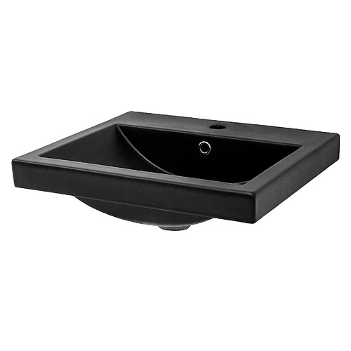 ML DESIGN MODERN LIVING Lavabo en céramique noir mat vasque encastre pour salle de bain 535x460x165 mm