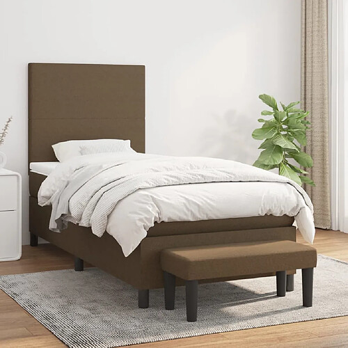 vidaXL Sommier à lattes de lit avec matelas Marron foncé 80x200 cm