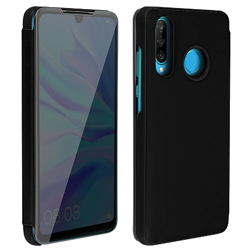 Avizar Housse Huawei P30 Lite Étui Miroir Clapet translucide noir