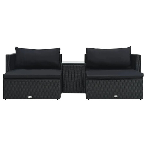 Maison Chic Salon de jardin 5 pcs + coussins - Mobilier/Meubles de jardin - Table et chaises d'extérieur Résine tressée Noir -MN95742