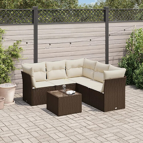 vidaXL Salon de jardin avec coussins 6 pcs marron résine tressée