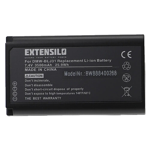 Vhbw EXTENSILO Batterie compatible avec Panasonic Lumix DC-S1, DC-S1R, S1, S1R appareil photo, reflex numérique (3500mAh, 7,4V, Li-ion)