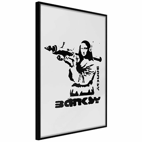 Paris Prix Affiche Murale Encadrée Banksy Mona Lisa with Bazooka I 40 x 60 cm Noir