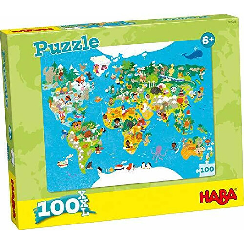 HABA Puzzle de 100 piAces avec carte du monde