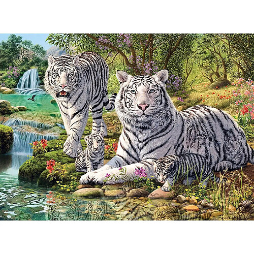 Ravensburger Puzzle 500 p - Famille de tigres blancs