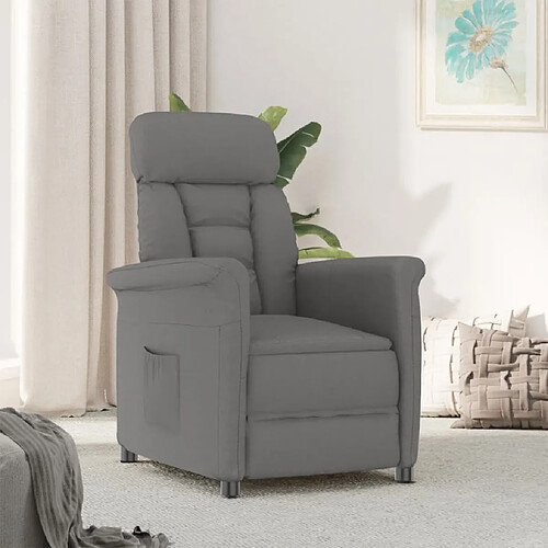 vidaXL Fauteuil inclinable Gris foncé Similicuir daim