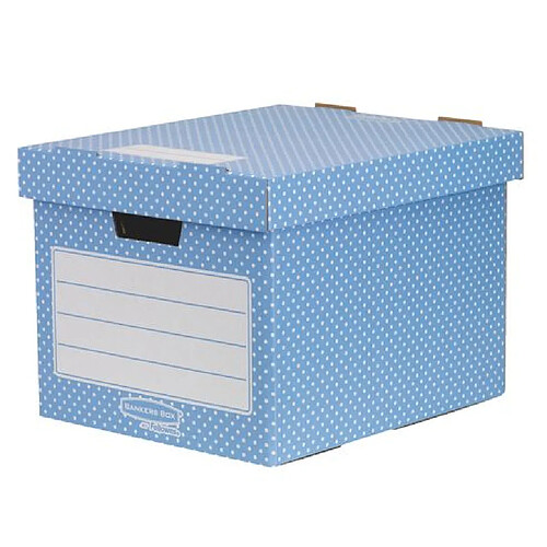 Caisse archives mini carton Fellowes Style H 33,5 x L 40,4 x P 29,2 cm bleue - Lot de 4