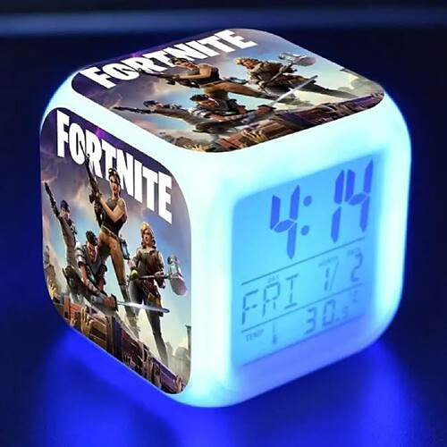 Réveil Imprimé Fortnite LED 7 Couleurs Veilleuse multifonction Calendrier Thermomètre Cadeau Enfant-lewindeal