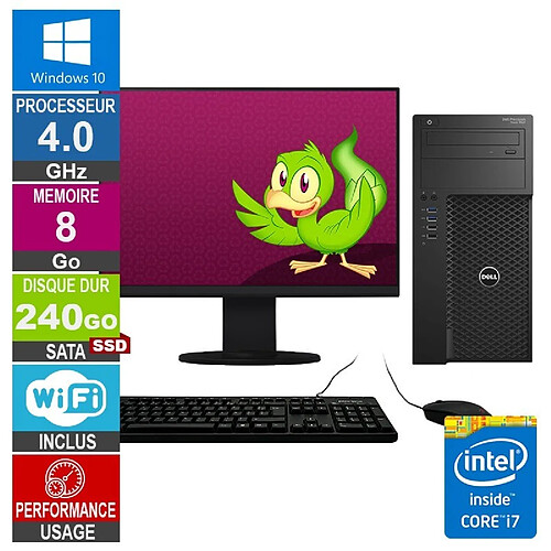 Dell Precision T3620 i7-6700 4GHz 8Go/240Go SSD Wifi W10 + Ecran 19 · Reconditionné