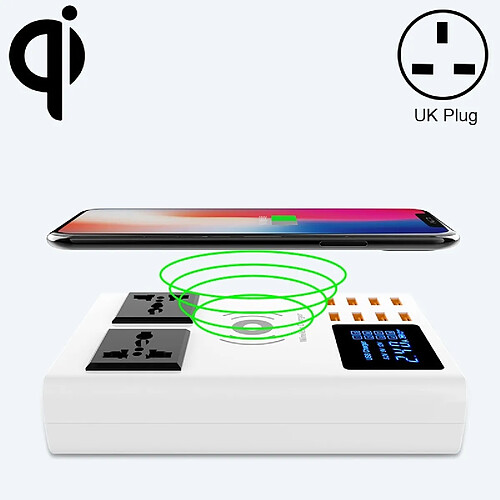 Wewoo Chargeur sans fil YC-CDA10W 10W Multi Port USB Affichage numérique intelligent à chargement rapideprise UK