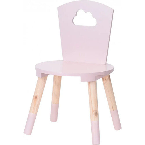 Wadiga Chaise Enfant Rose et Bois Nuage - 32x32x50cm