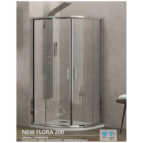 Karag Parois de douche d'angle 1/4 de cercle NEW FLORA 200 H.180 cm