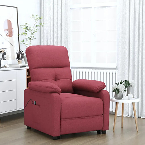 vidaXL Fauteuil inclinable électrique Rouge bordeaux Tissu