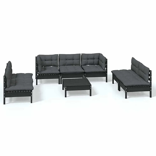 Maison Chic Salon de jardin 8 pcs + coussins - Mobilier/Meubles de jardin - Table et chaises d'extérieur Bois de pin massif -MN57034