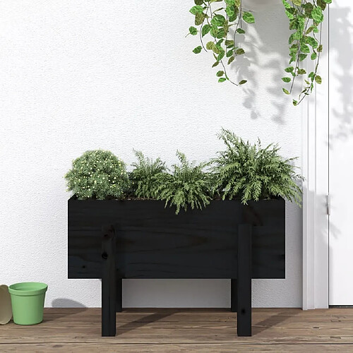 vidaXL Jardinière noir 62x30x38 cm bois massif de pin