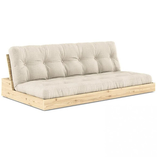 Inside 75 Canapé lit futon BASE lin couchage 130cm dossiers coffres