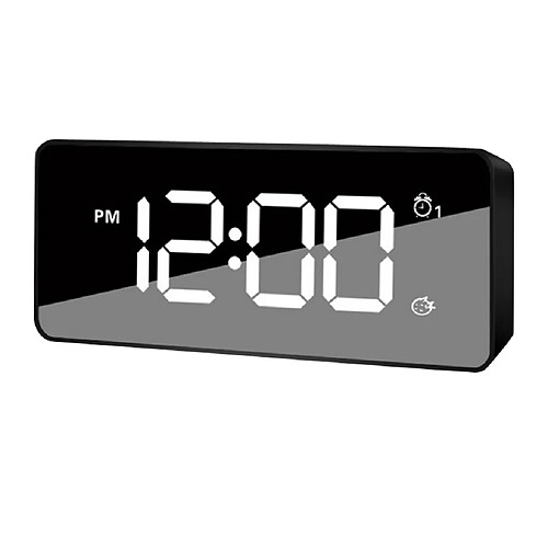 double usb numérique led horloge snooze minuterie miroir réveil chevet temps noir