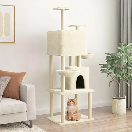 Arbre à chat avec griffoirs,niche pour chat en sisal Crème 180 cm -MN62753