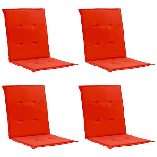 Decoshop26 lot de 4 coussins de chaise de jardin 100% polyester imperméable rouge 100 x 50 x 3 cm DEC021687