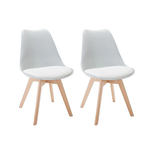 Vente-Unique Lot de 2 chaises JODY - Polypropylène et Hêtre - Gris clair