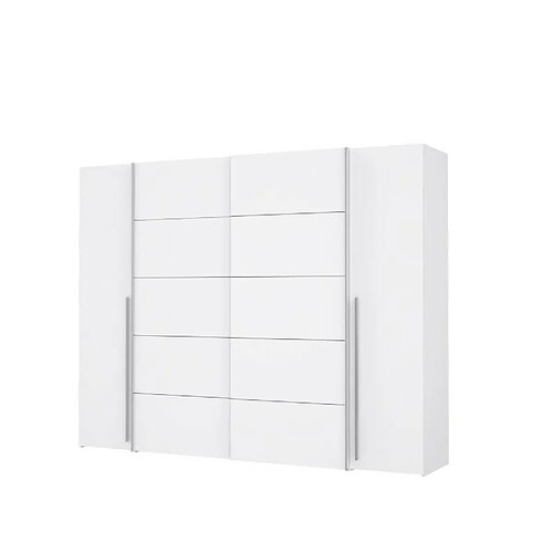 Armoire 2 portes battantes + 2 portes coulissantes - Blanc mat - L 270,3 x P 61,2 x H 210 cm - NARAGO