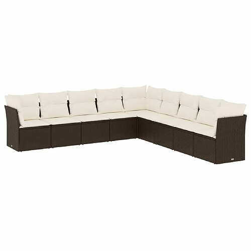 Maison Chic Salon de jardin avec coussins 9 pcs, Ensemble Tables et chaises de jardin, marron résine tressée -GKD392280