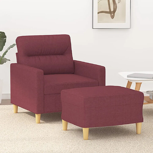 vidaXL Fauteuil avec repose-pied Rouge bordeaux 60 cm Tissu