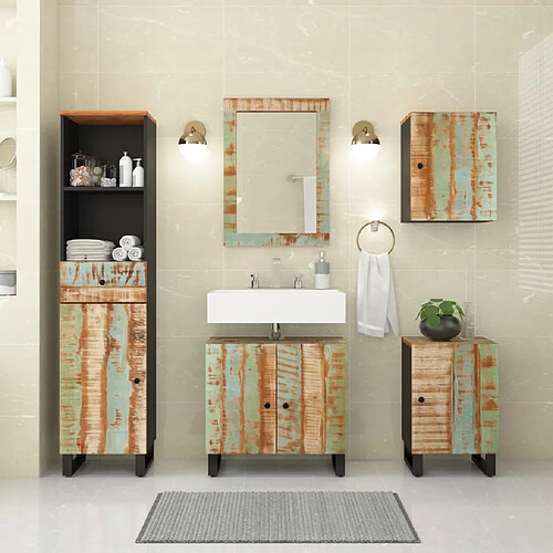 ComfortXL Ensemble De Meubles De Salle De Bain 5 Pièces Bois Massif Récupéré