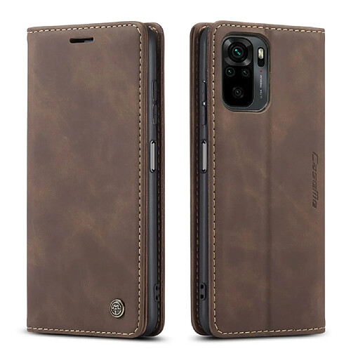 Caseme Etui en PU Aspiration automatique simple avec support café pour votre Xiaomi Redmi Note 10 4G/Note 10S