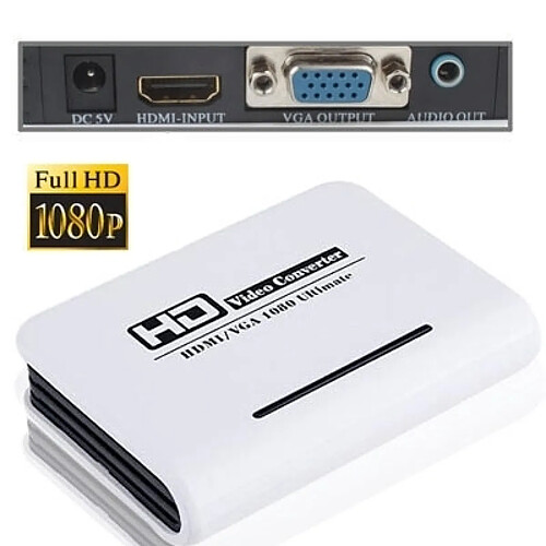 Wewoo Blanc Convertisseur HDMI vers VGA et Audio HDTV