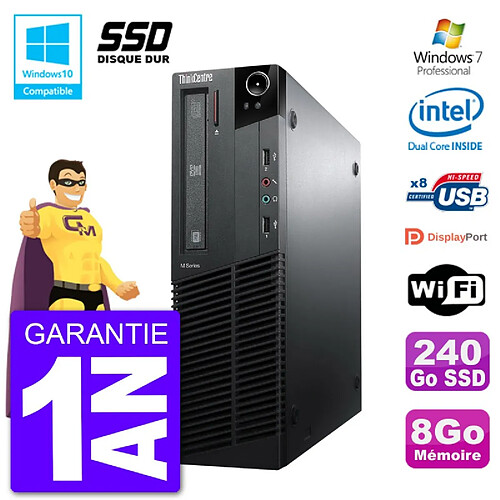 PC Lenovo ThinkCentre M82 SFF G640 RAM 8Go SSD 240Go Graveur DVD Wifi W7 · Occasion