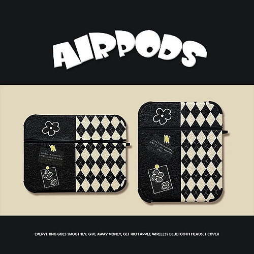 GUPBOO Airpods Coque Housse Étui Protecteur Compatible pour AirPods 3-fille de fleur rhombique en cuir ins