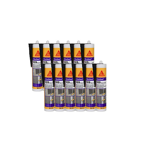 Lot de 12 mastic silicones spécial joint de menuiserie - SIKA SikaSeal 109 Menuiserie - Anthracite - 300ml